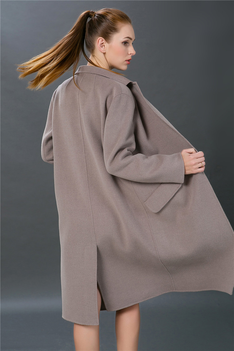 70绒灰驼色羊毛双面羊绒面料850克加厚