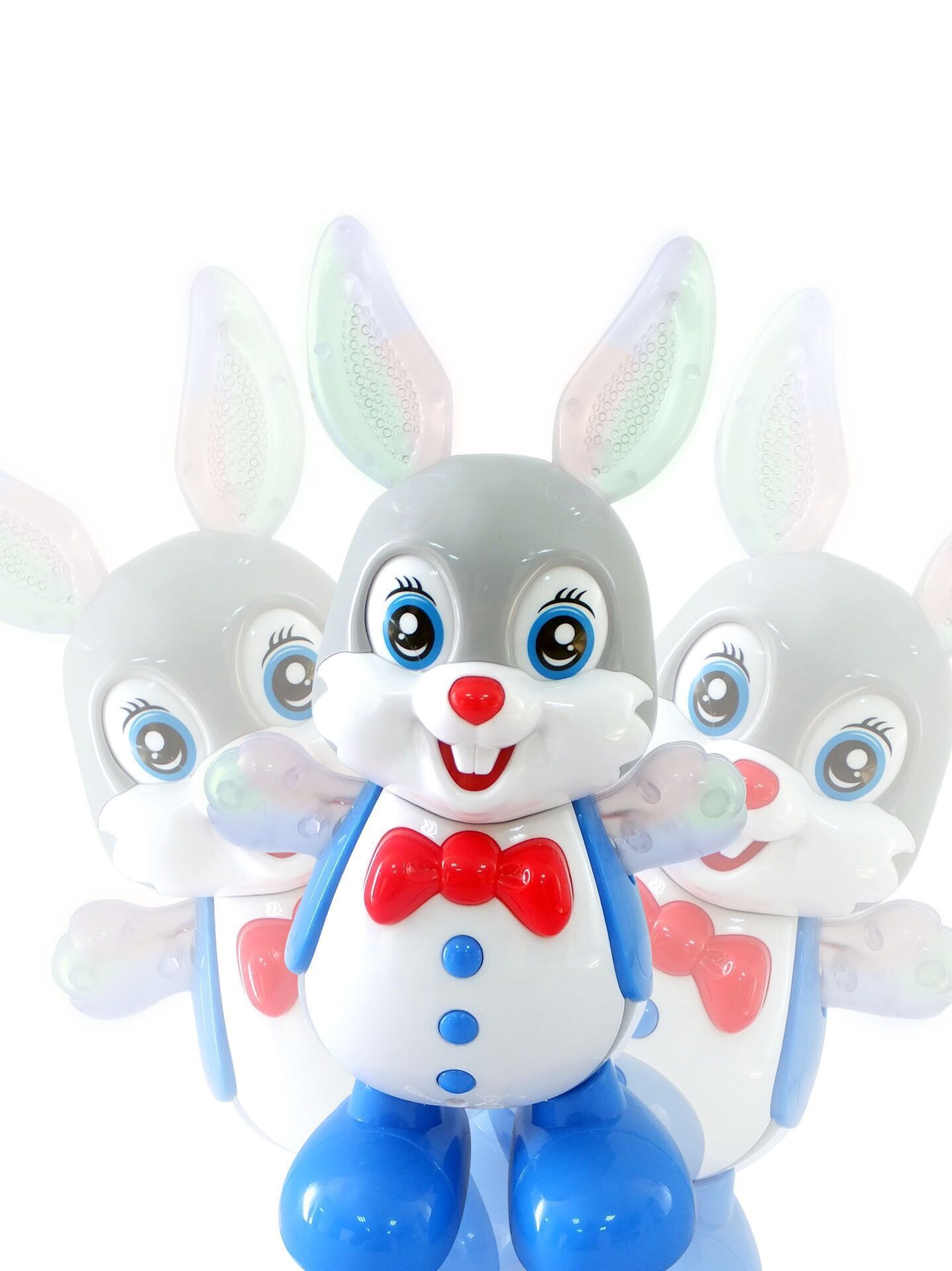 新款地摊热卖电动发光玩具会唱歌跳舞走路眼睛转动摇摆小兔子