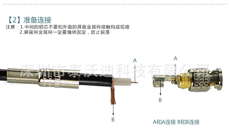 免焊铜芯bnc接头 监控摄像机配件 视频线连接器q9头 焊接可选