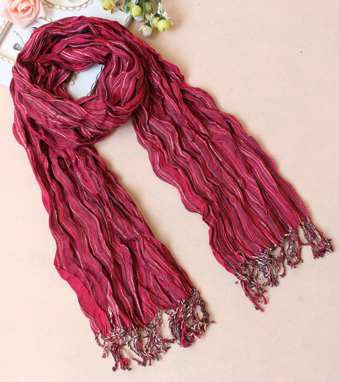 腾鼓tenggu 毛线秋冬季稻穗流苏褶皱超长款百搭围巾 jlwj013