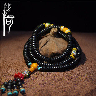 正宗黑檀木佛珠隔珠手串 片珠 男女士216颗手链 直径0.7*厚0.