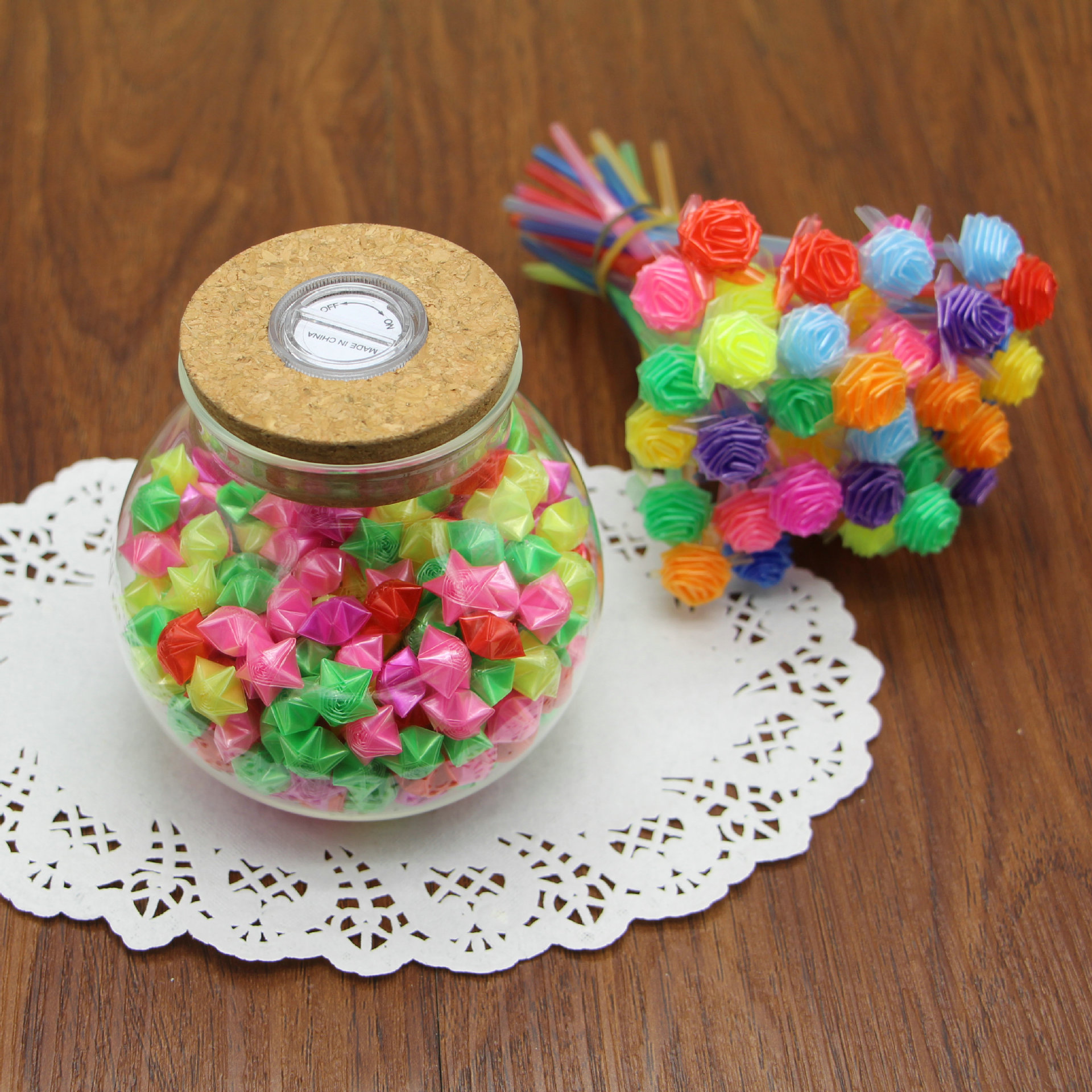 批发糖果色彩虹纯色星星纸手工折纸星星管许愿瓶无夜光