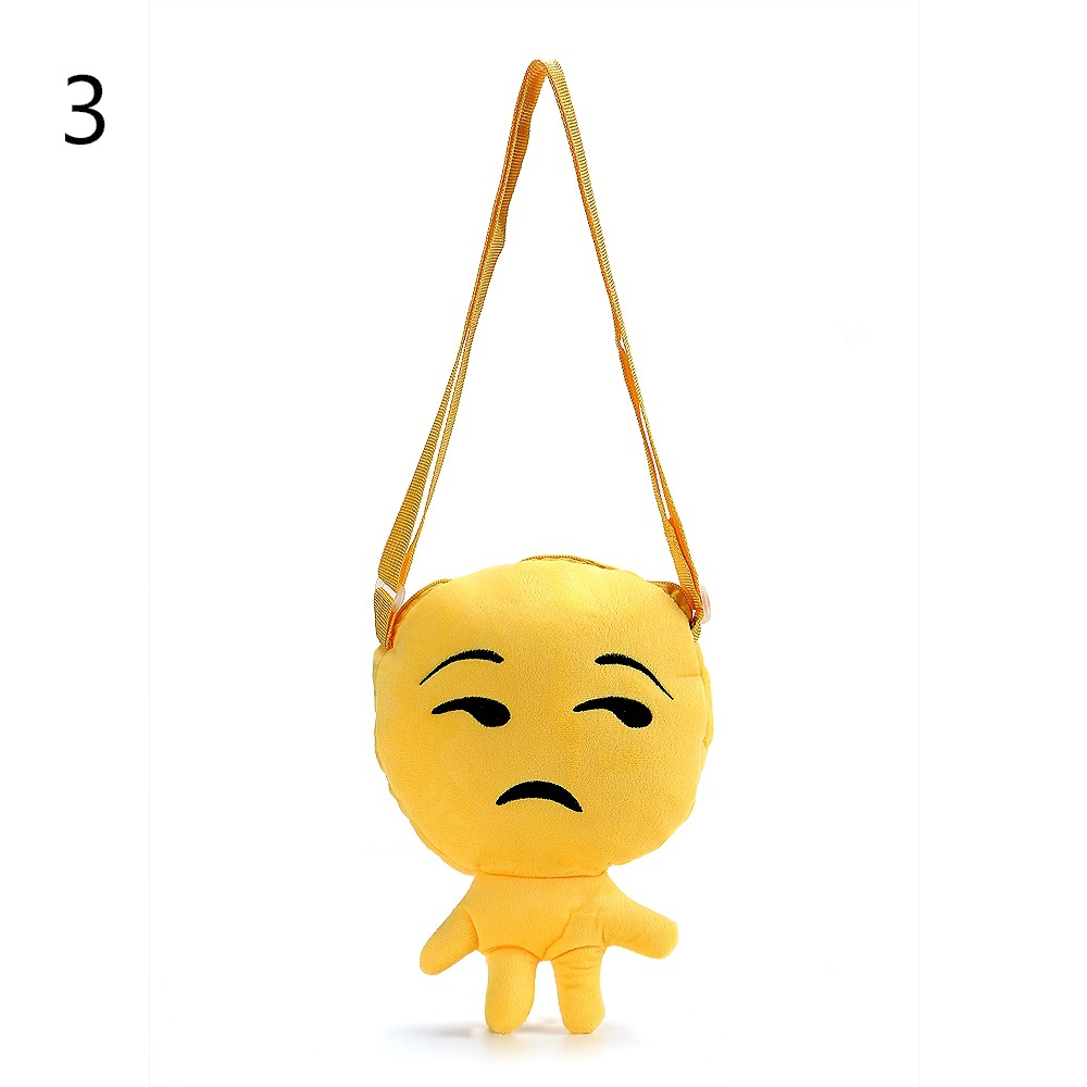 090表情毛绒玩具公仔圆形书包儿童背包可爱表情卖萌可爱包包