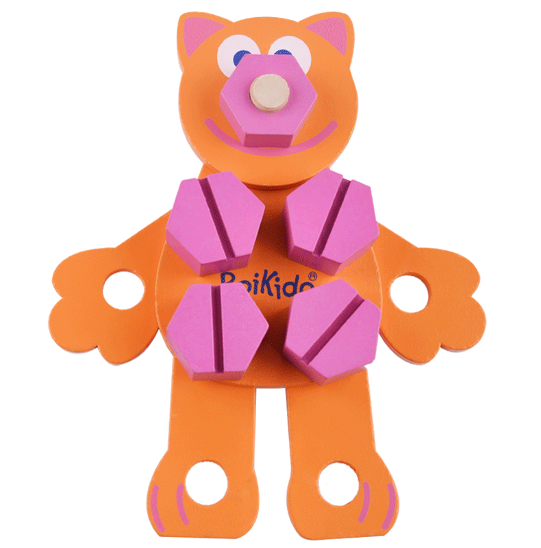 木制拆装动物螺母组合积木配对益智力早教木质玩具