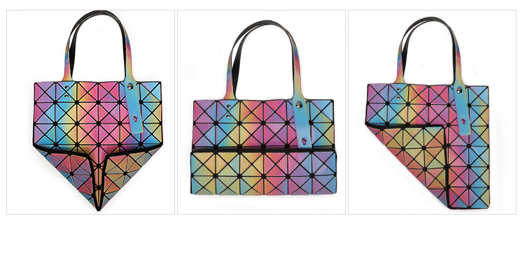 日本同款6格3d彩虹春夏新款几何菱格折叠包单肩斜跨女士包包.