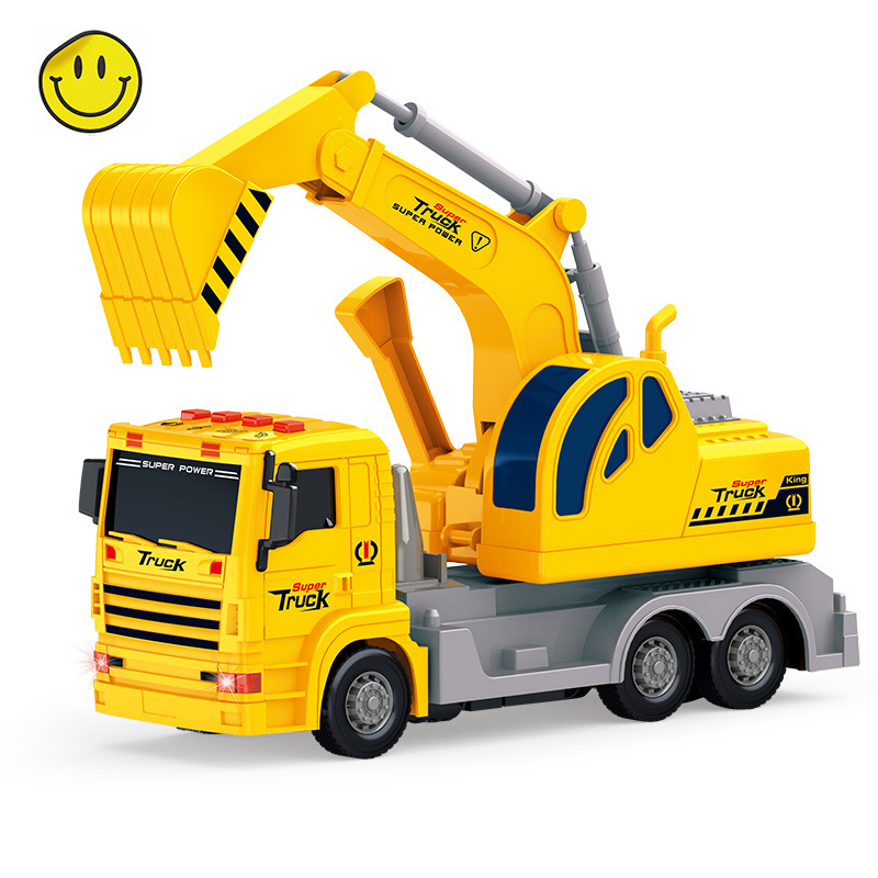 音乐工程车挖掘机吊车拖车修灯车城市守护对儿童玩具惯性车