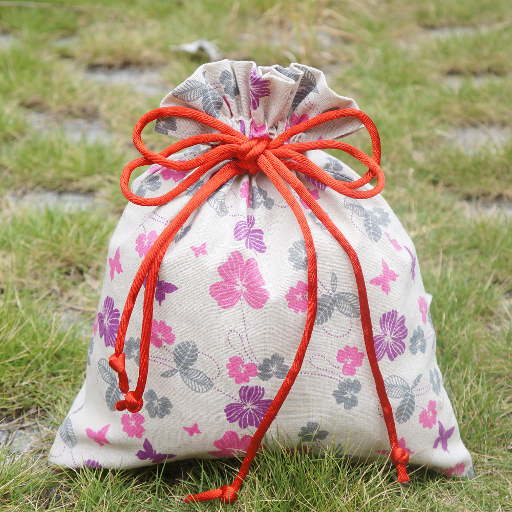 大号礼品袋 手工棉麻束口袋 抽绳旅行收纳杂物储存圣诞礼物包装