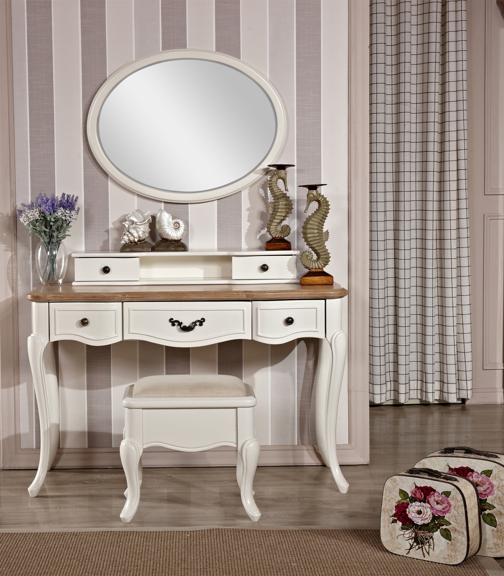 格纳欧式梳妆台卧室梳妆台实木梳妆台简约法式小户型化妆台桌k.