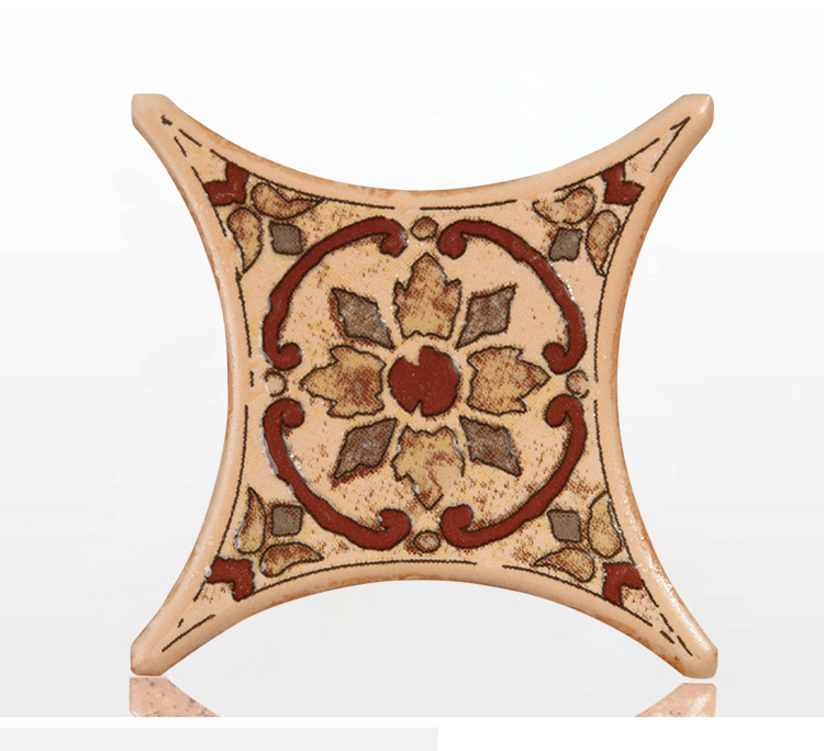 地中海500仿古砖客厅花片小花砖瓷砖仿古砖角花圆角砖角花砖66*66