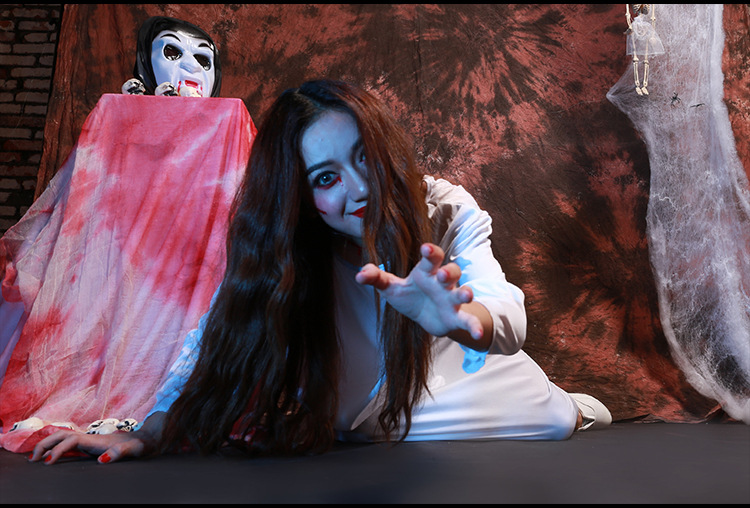 cosplay贞子女鬼服装鬼屋鬼节装扮服饰红色白色万圣节演出服装采购