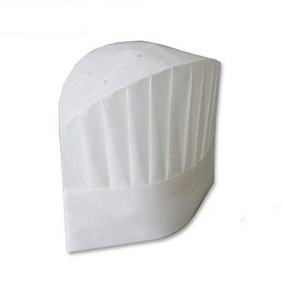 百褶厨师帽中圆帽一次性帽子2922cm无纺布厨房帽厂家直销