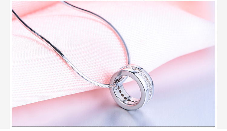 纯银锆石吊坠 925银饰韩国幸运圆轮项坠创意热销 简约淘宝厂货源