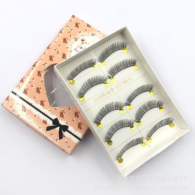 Fashion 5 Pairs Handmade False Eyelashes Fashion Nude Makeup Small Ink 5 Pairs Natural Long Black Stem Eyelash Wholesale