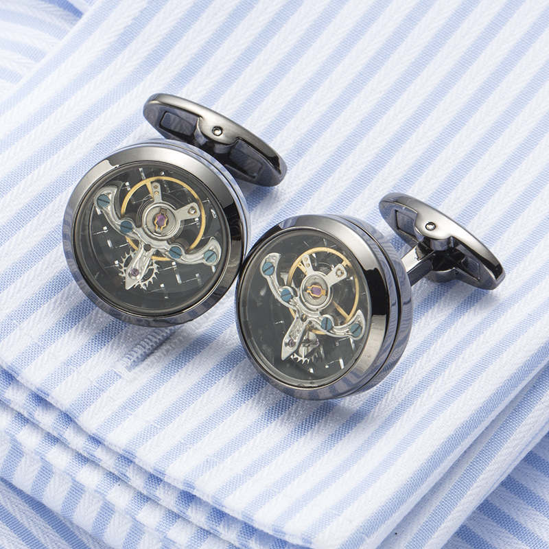 机芯表袖扣 陀飞轮手表袖口扣 速卖通热销法式袖钉 cufflink 507
