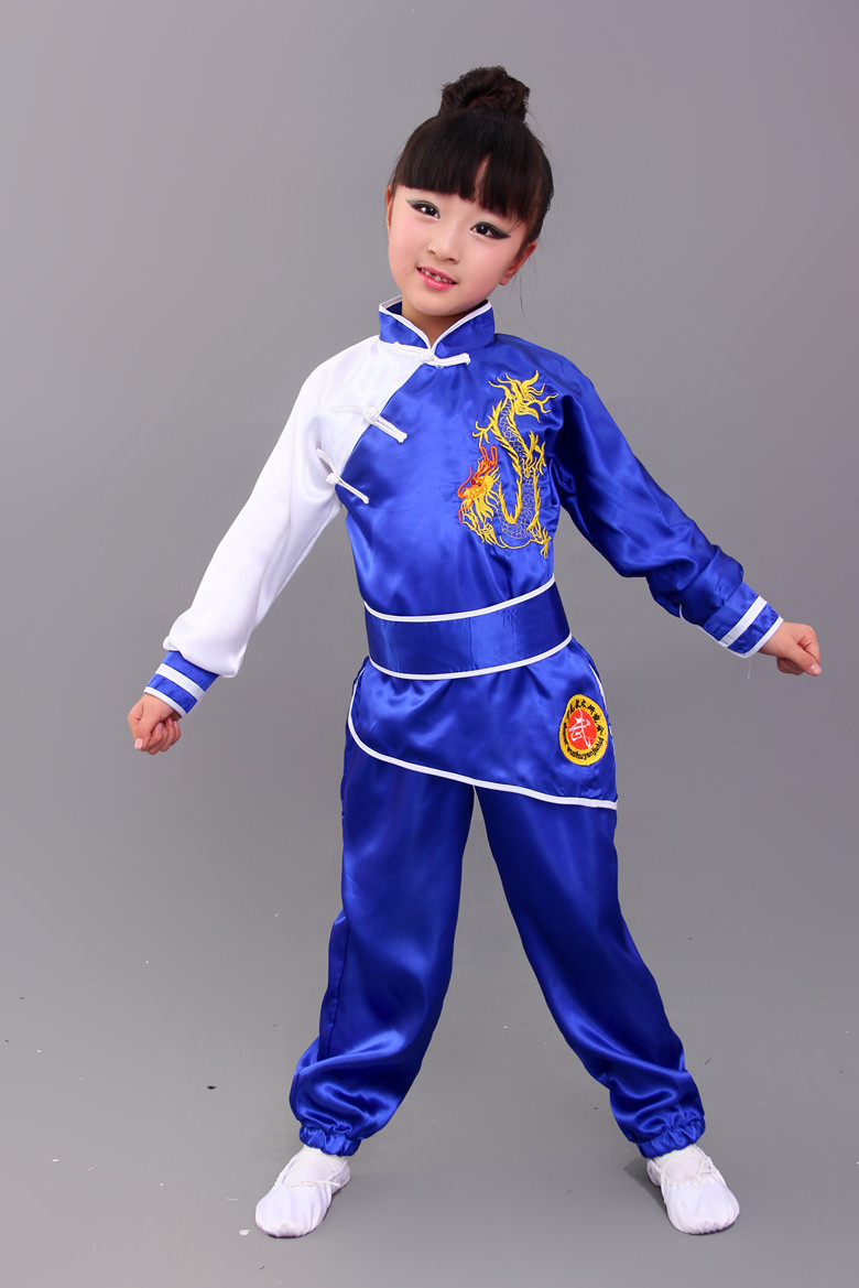 新款儿童武术表演服装男女童练功夫儿童龙图武打衫幼儿民族演出服