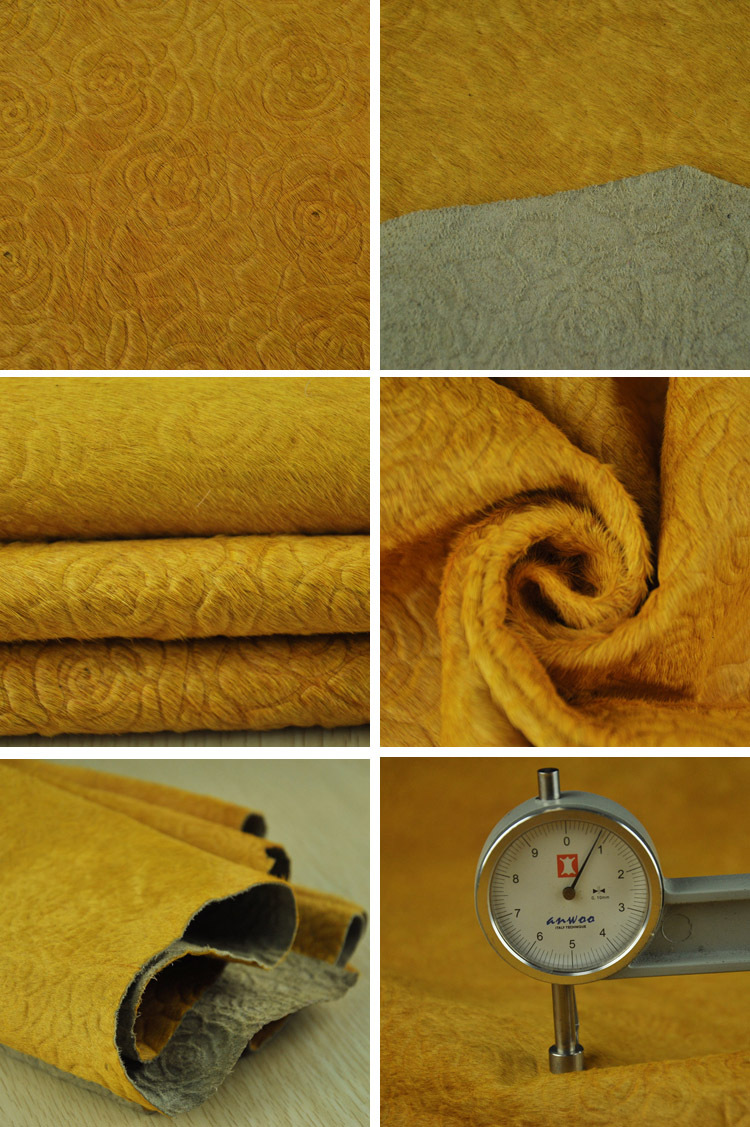 纯色压花马毛真皮皮料批发 箱包鞋用优质环