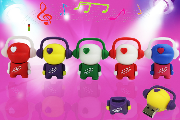 批发 创意卡通u盘8g 16g开模pvc公仔u盘定制 音乐达人礼品u盘