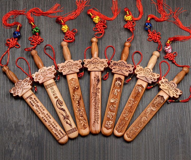 聚福轩 龙凤桃木剑 木雕正宗肥城桃木剑 辟邪镇宅保平安旺财增缘