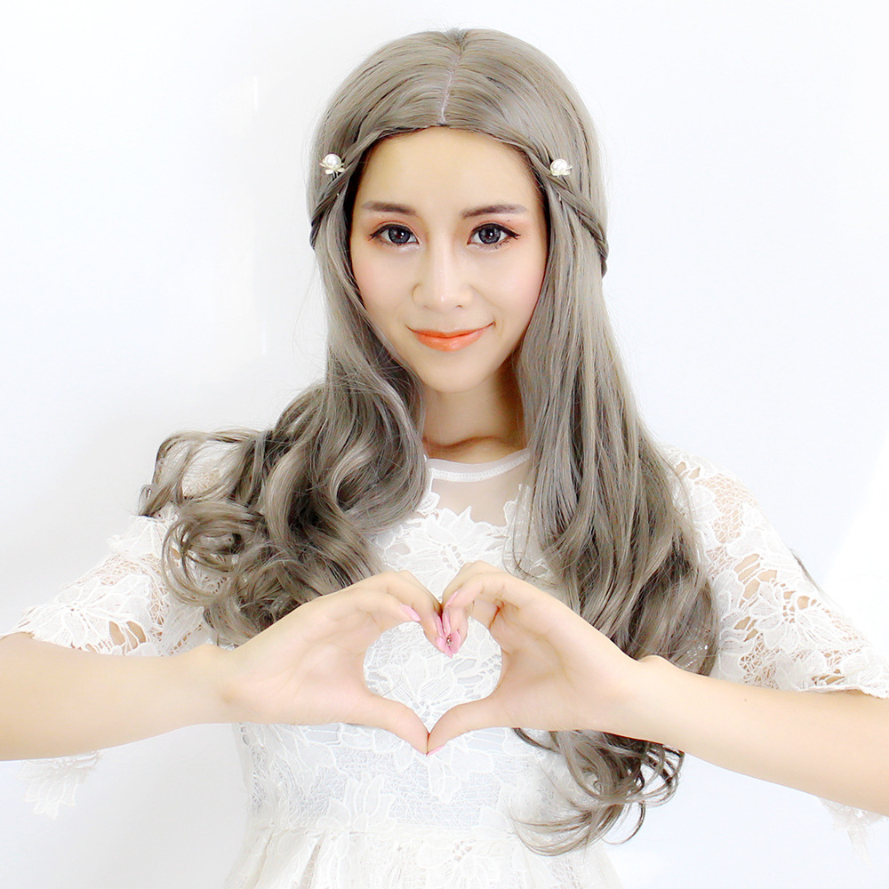 中长卷发假发女中分大波浪长发梨花韩国空气齐刘海梨花头逼真直发