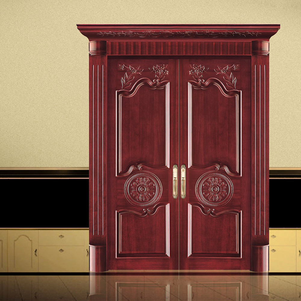 潮盛木门批发 防盗大门 豪华双开门 双开实木门 原木门厂家 招商