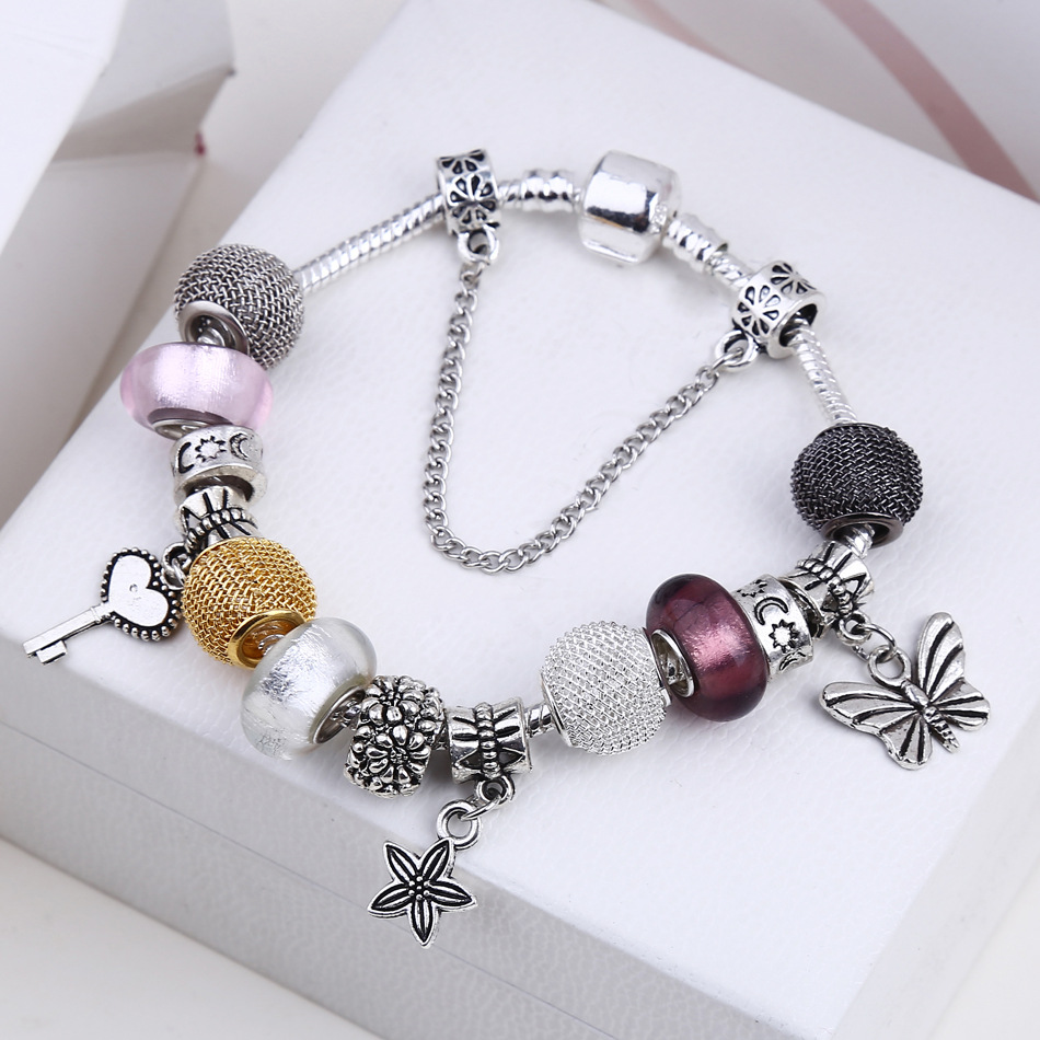 速卖通热卖爆款 铁丝网球 欧美外贸diy串珠饰品批发 潘系朵拉手链