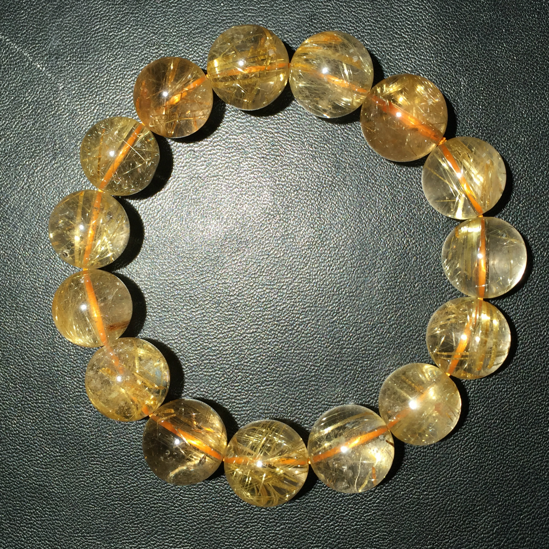 发晶手链 *** 复古 男士钛晶手串 14mm**发丝 水.