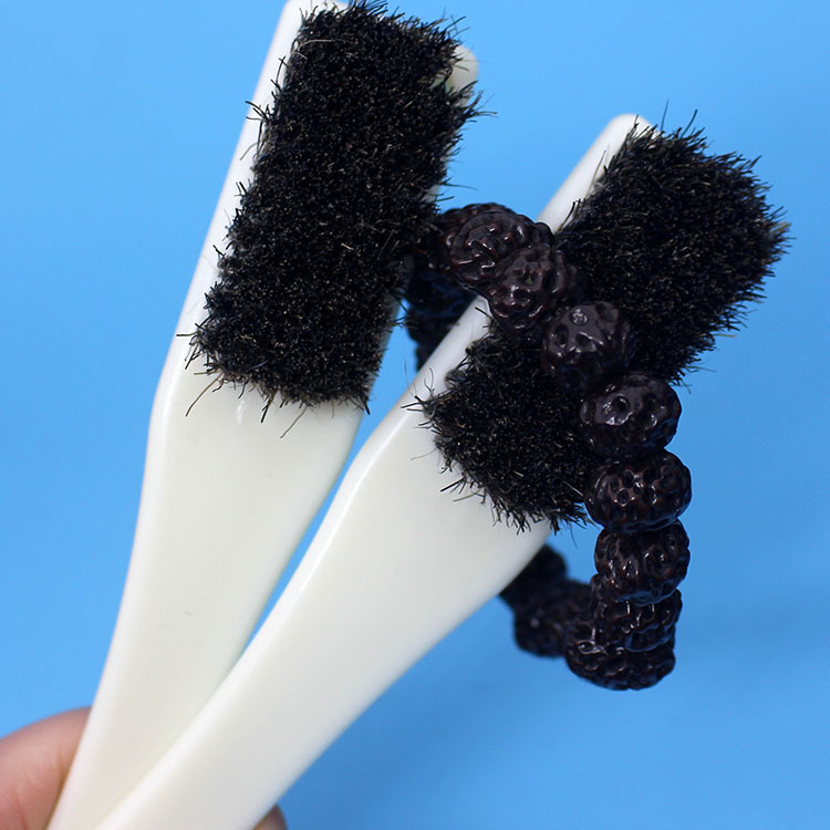 6排猪鬃黑色硬毛刷 核桃刷子 清理包浆上油刷子 猪鬃毛刷 文玩刷