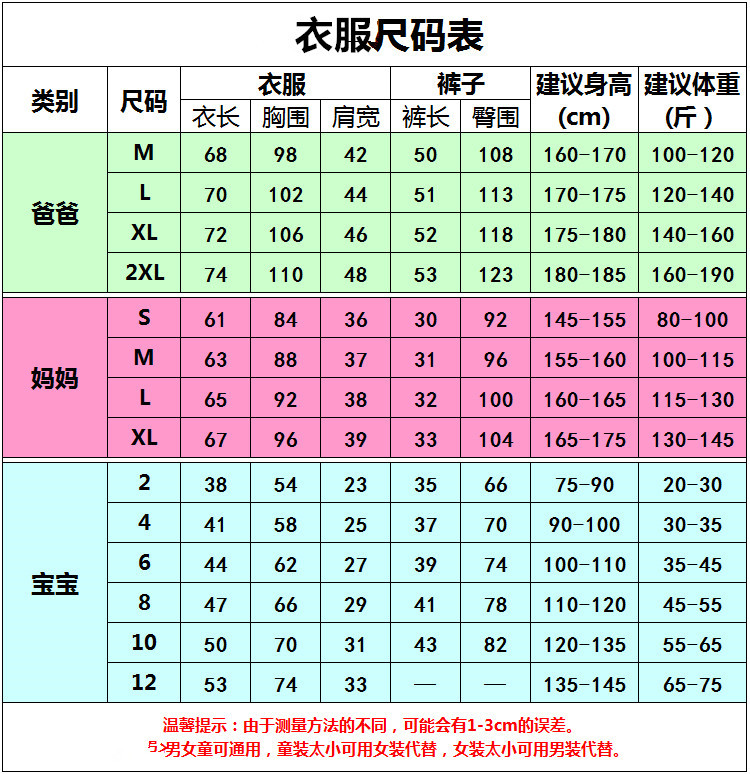 幼儿园报园服尺码通知图片