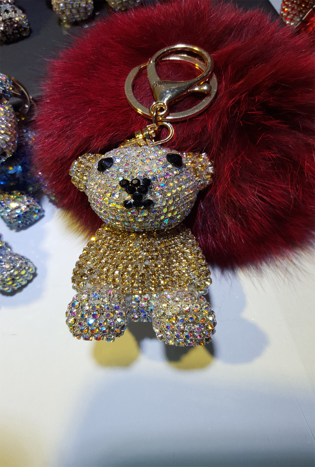 最新外贸款粘钻小熊diy素材韩版钻石熊包包挂件汽车装饰摆件爆款