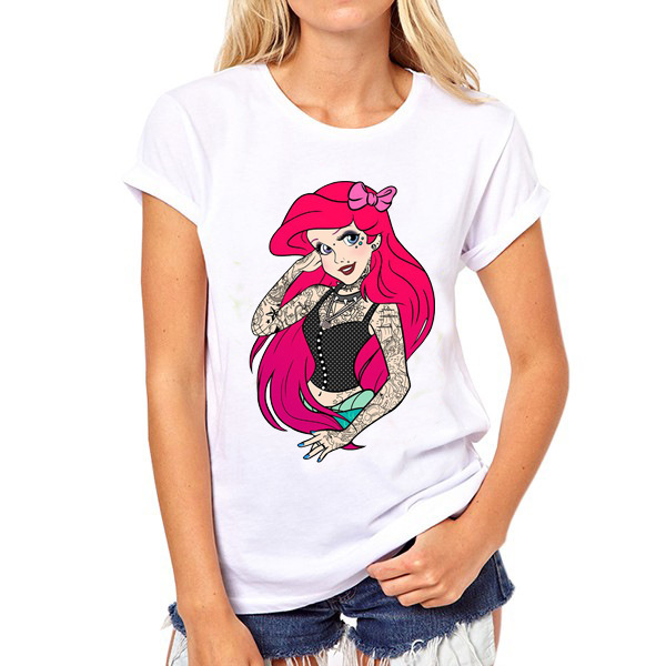 欧美外贸 新款时尚朋克公主白雪公主印花女士打底衫女t恤批发