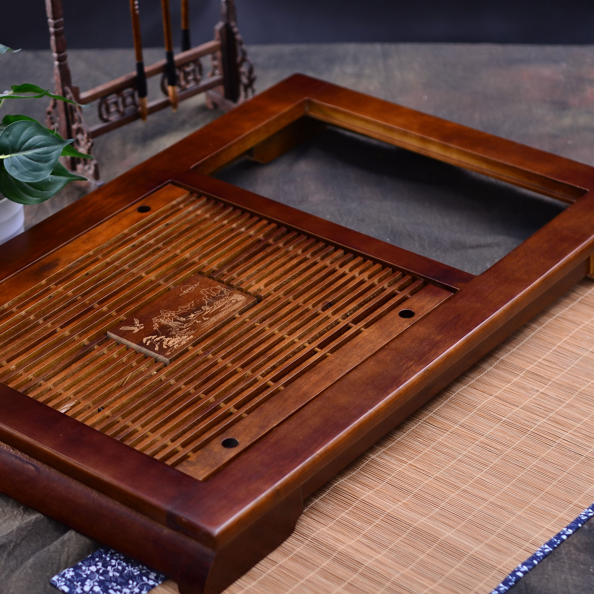 高档柯木茶盘 四合一电磁炉组合茶台功夫茶盘套装 实木茶盘批发