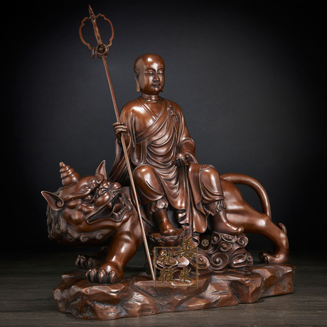 纯铜骑谛听地藏王菩萨佛像 镇宅辟邪家居佛堂寺庙平安风水工艺品