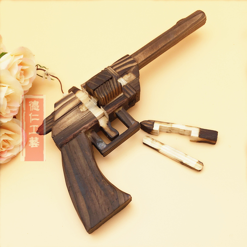 支持小额混批组合枪木制工艺品儿童拼枪烫画玩具枪智力玩具枪