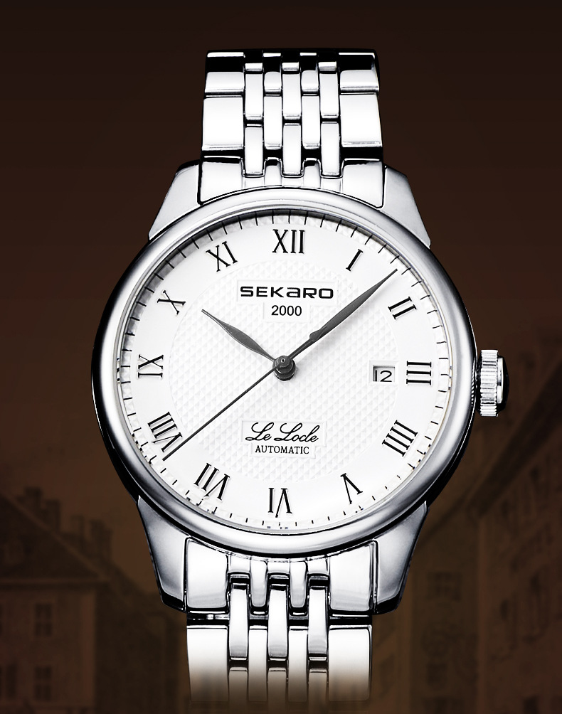 斯卡络瑞士手表力洛克系列全自动机械男表简约钢带t41.1.423.33