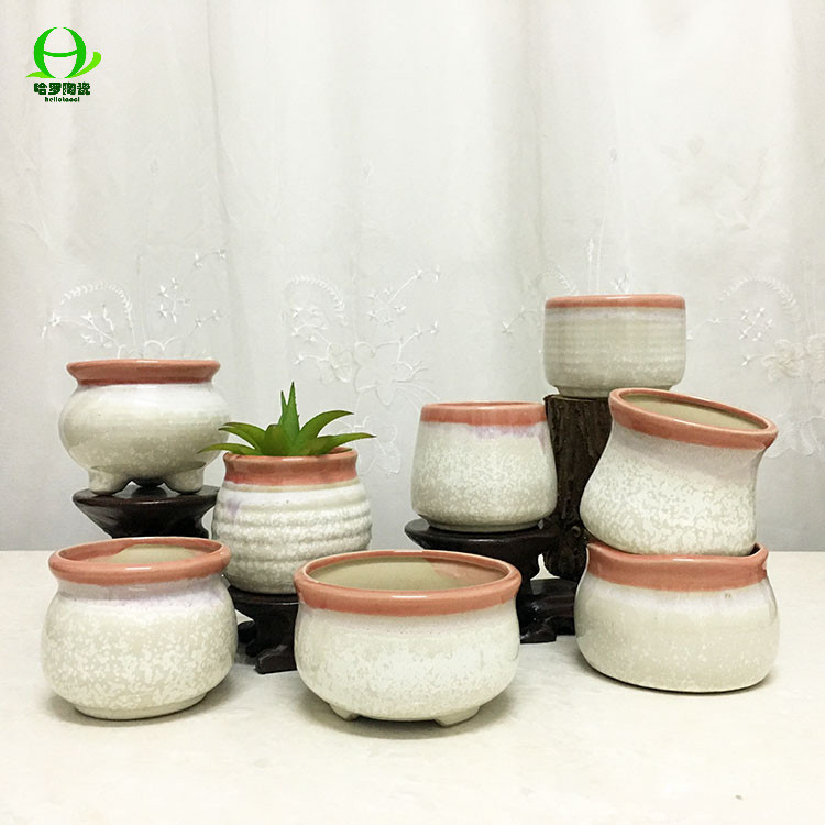 厂家直销白色流釉花盆 简约清新陶瓷多肉花盆 zakka创意家居摆件