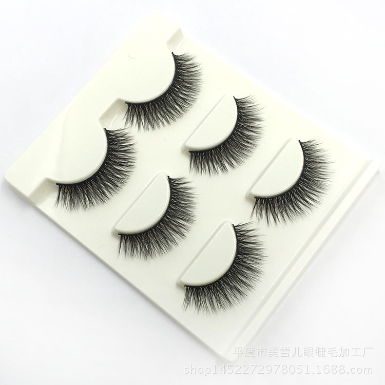 3D-05 Thick Black Stem False Eyelashes Fashion Nude Makeup 3D Handmade Three Pairs Eyelash Factory Wholesale