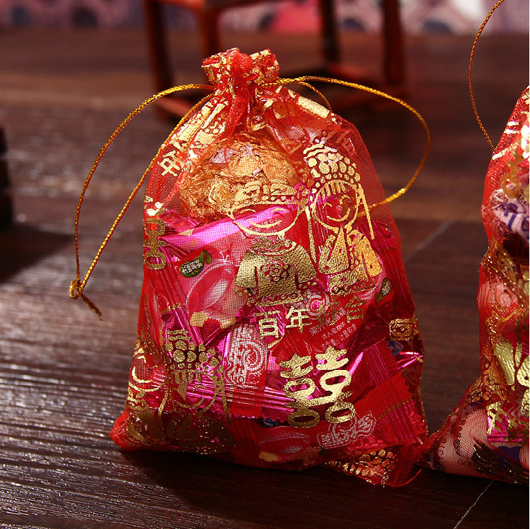 结婚喜糖袋 创意喜糖袋子纱袋批发 回礼喜糖纱袋 装烟蛋喜糖袋子