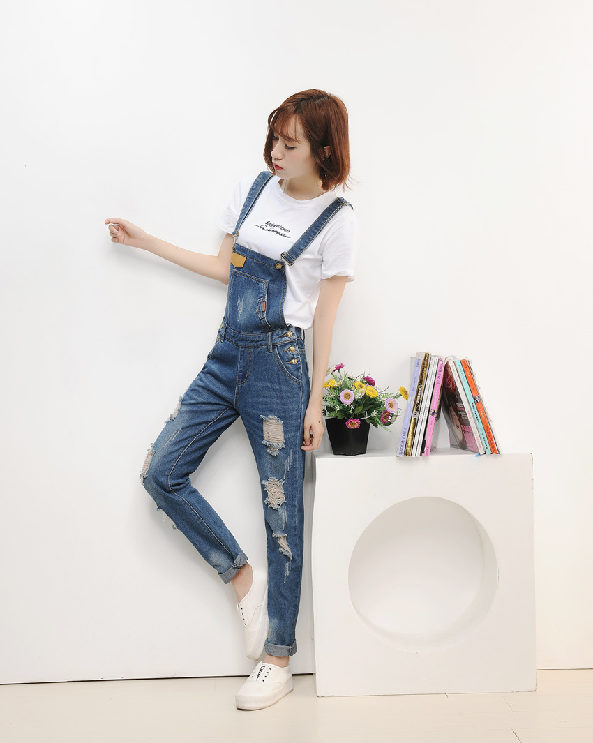 2016秋季新款背带裤女装韩版显瘦宽松小-女式牛仔裤