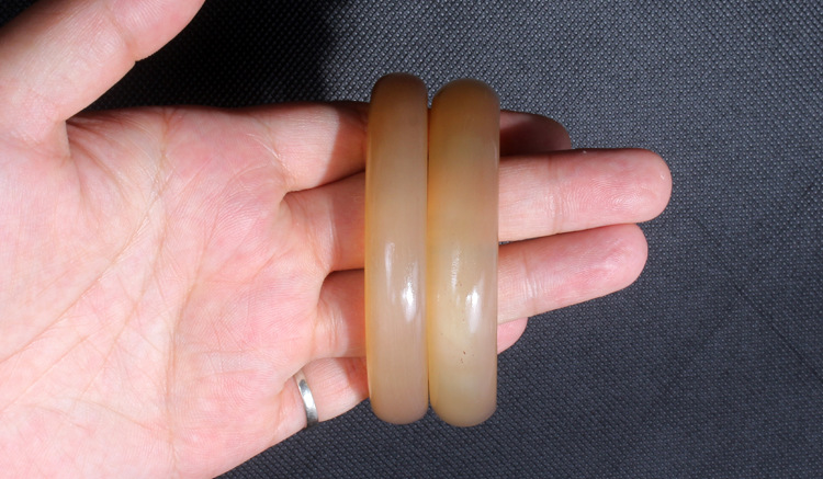 天然透润带血丝羊角活口手镯 仿藏羚羊开口镯子 抛光女士手环