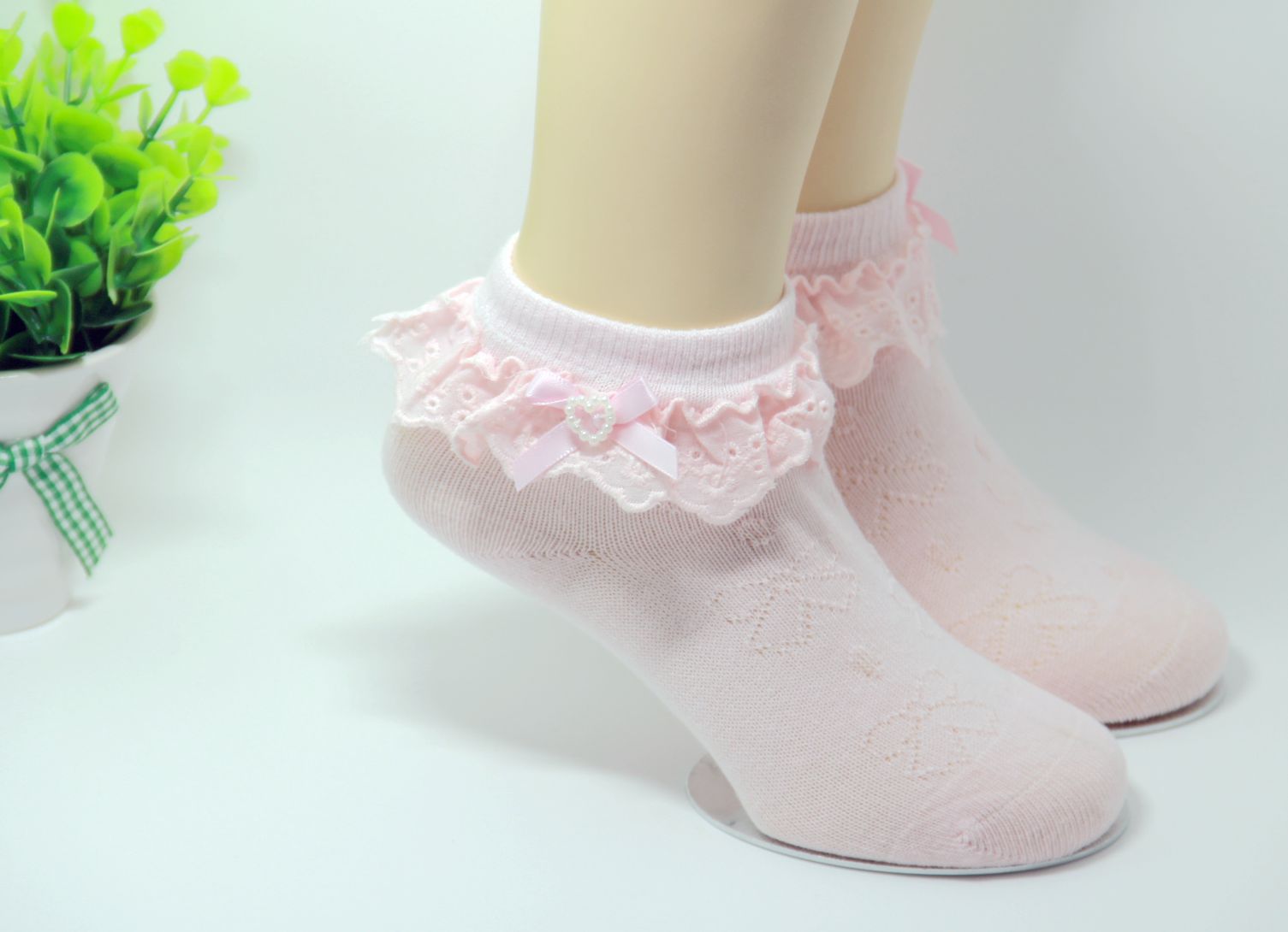 全棉无骨韩国花边袜/春夏天女童短袜/双层蕾丝花边/薄棉透气