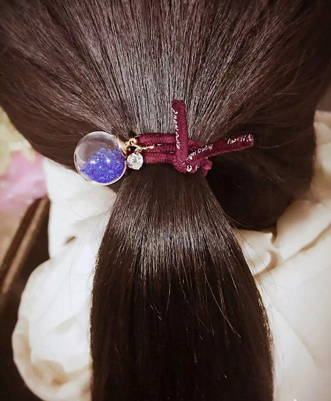 韩国打结发圈皮筋高弹力圆球珠子简约字母发绳2元店饰品批发