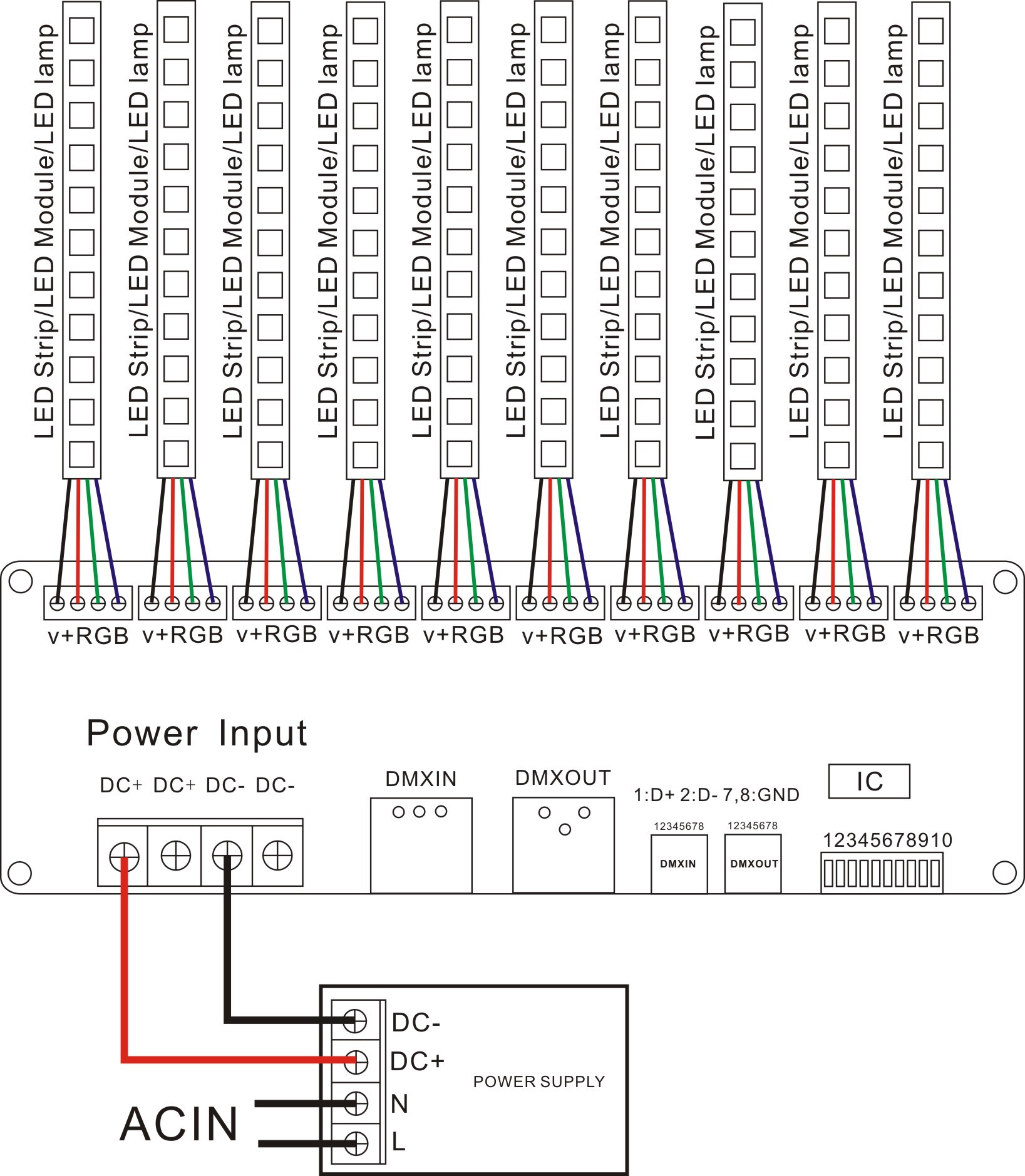 dmx恒压解码器30通道dmx控制多通道dmx控制器dmx解码器