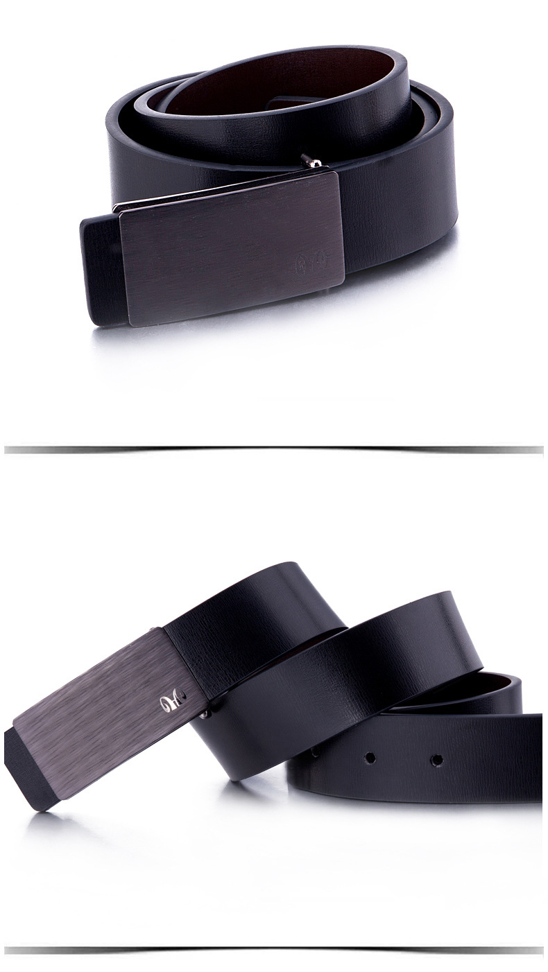 恒源祥真皮牛皮男士皮带 平滑扣商务青年腰