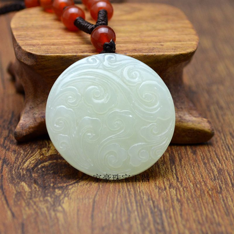 天然玉石和田玉吊坠 青白玉祥云挂件 男女款挂件吊坠
