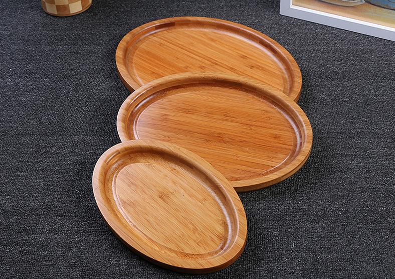 厨房用品实竹木制品椭圆型托盘早餐水果盘蛋糕盘子可定