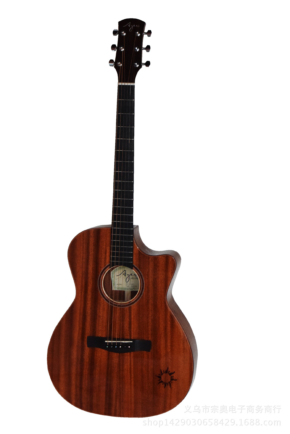 ayers(爱乐诗) 非洲桃花芯面板,背侧板 全单 36寸 民谣旅行吉他