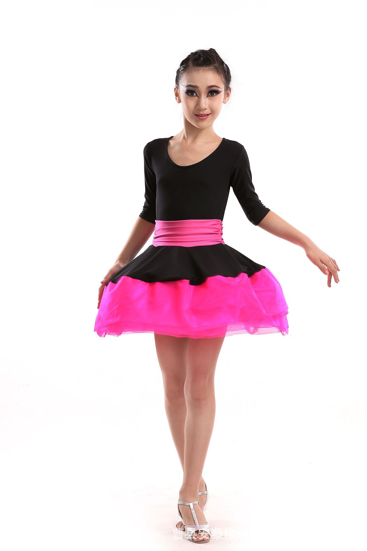 新款儿童拉丁舞裙演出服装女童长袖连衣裙舞蹈比赛儿童练功服秋冬