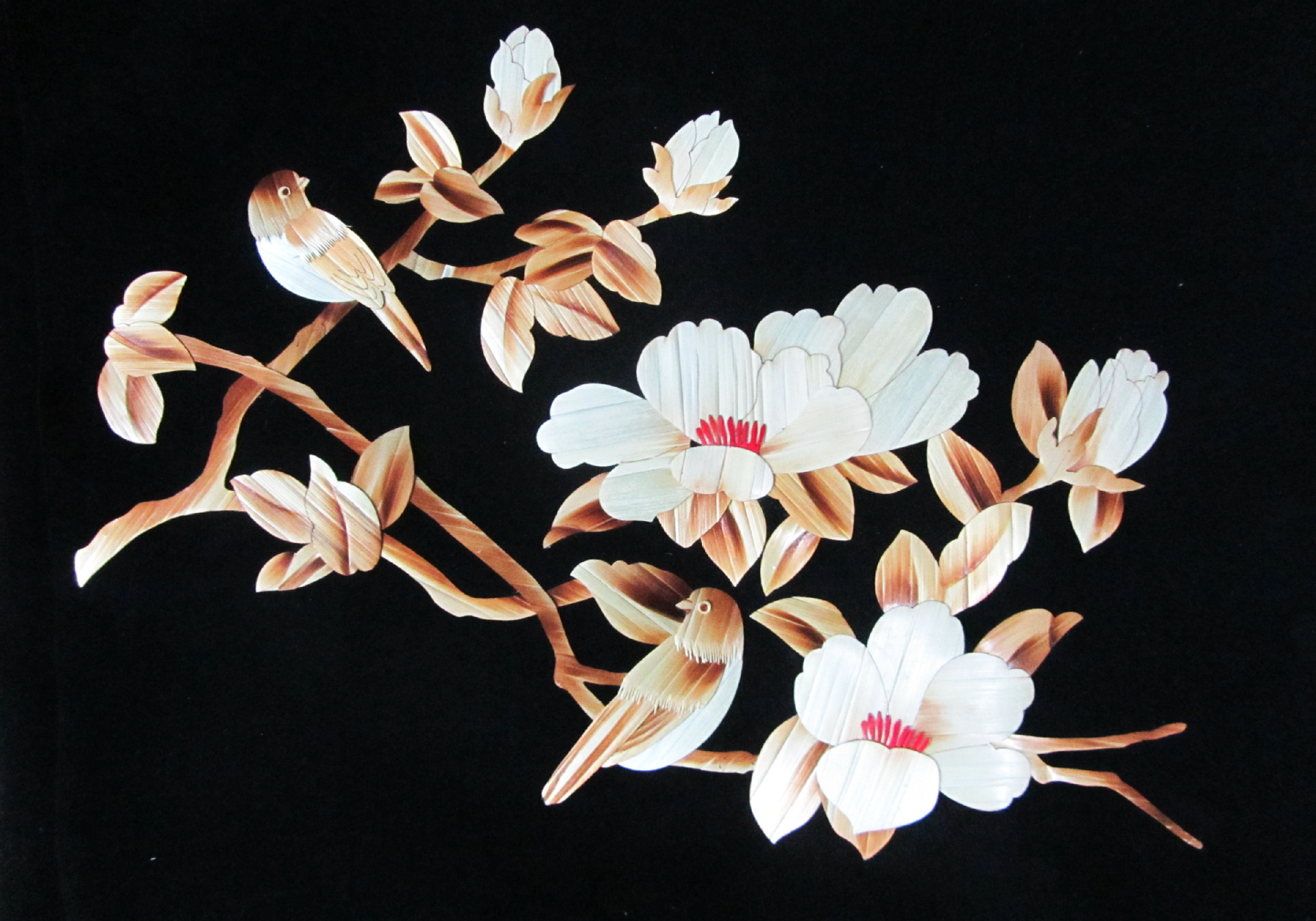 供应民间手工艺品 麦秆画 芦苇装饰画 孔雀图案 定制批发