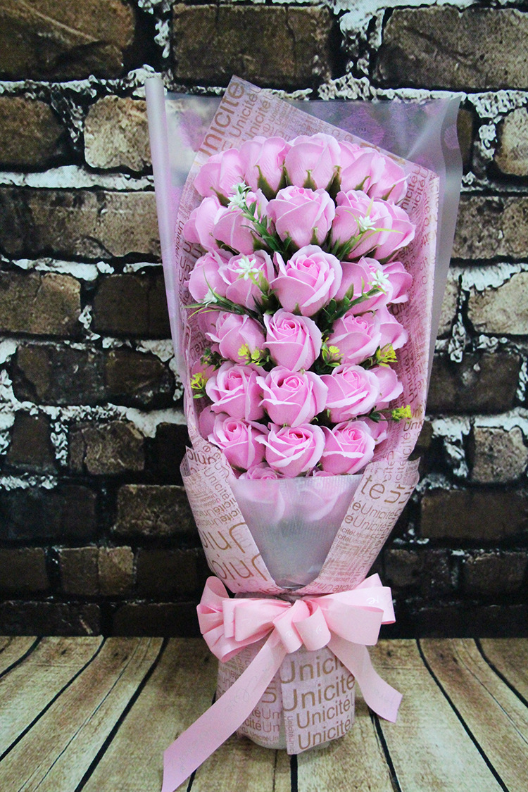 七夕情人节创意礼物韩式包装33朵香皂花玫瑰香皂花束