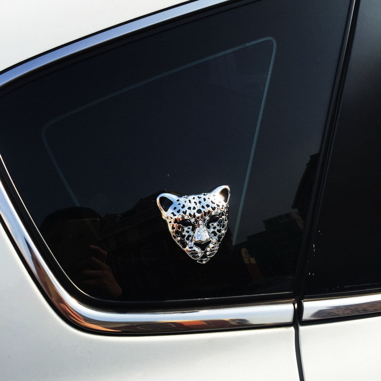 跨境专供金属豹车标3d立体豹头优质电镀金属标吉祥豹汽车改装贴